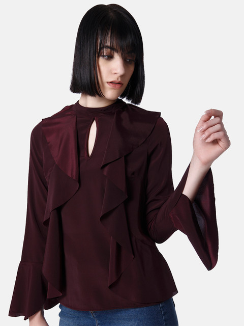 

Vero Moda Women Burgundy Solid A-Line Top