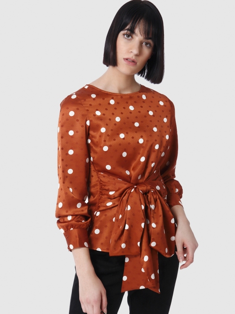 

Vero Moda Women Brown & White Printed Tiered Top