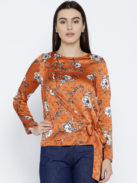 

Vero Moda Women Rust Orange & White Layered Printed Top