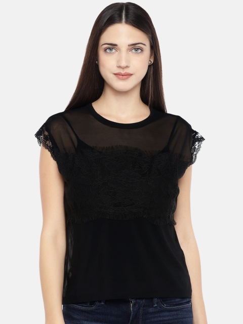 

Vero Moda Women Black Mesh Top