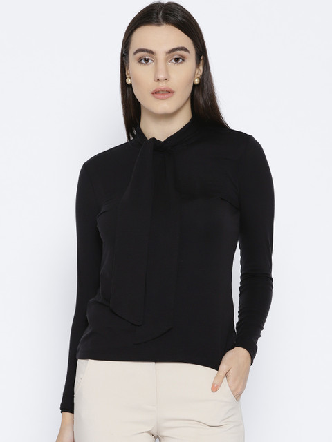 

Vero Moda Women Black Solid Fitted Top