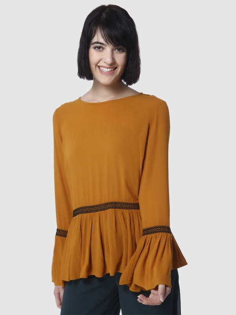 

Vero Moda Women Rust Brown Solid A-Line Top
