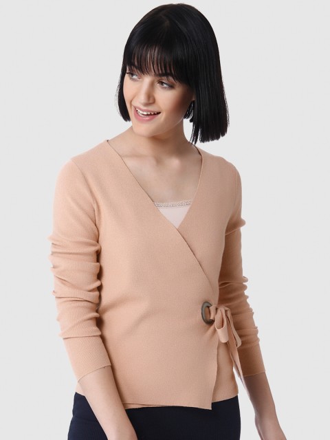 

Vero Moda Women Pink Solid Wrap Top