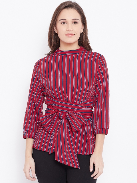

Vero Moda Women Red & Navy Blue Striped Top