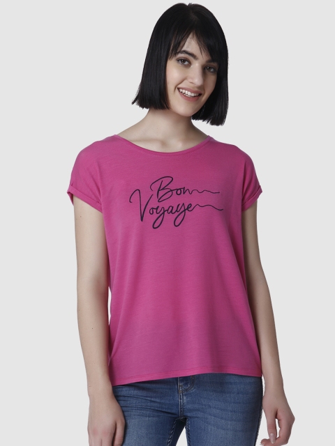 

Vero Moda Women Pink Printed Round Neck T-shirt