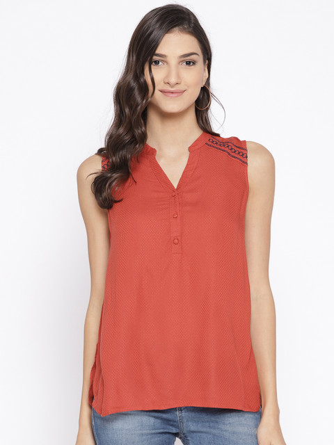 

Vero Moda Women Rust Red Solid Top