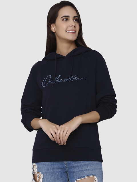 

Vero Moda Women Navy Blue Self Design Hooded Sweatshirt