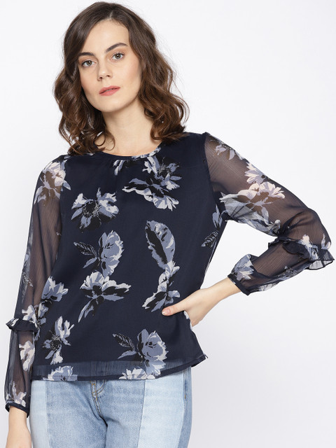 

Vero Moda Women Navy Blue Printed Top