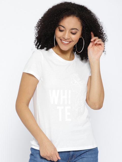 

Vero Moda Women White Round Neck T-shirt