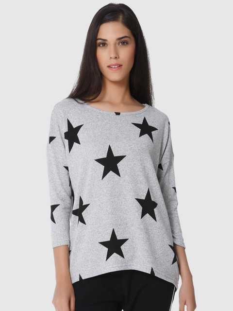 

Vero Moda Women Grey Printed High-Low Top