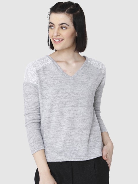

Vero Moda Women Grey Solid Top