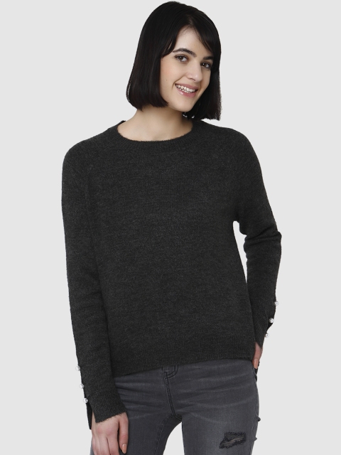 

Vero Moda Women Charcoal Grey Solid Pullover