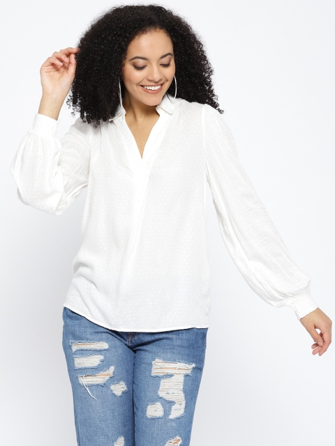 

Vero Moda Women White Self Design Shirt Style Top
