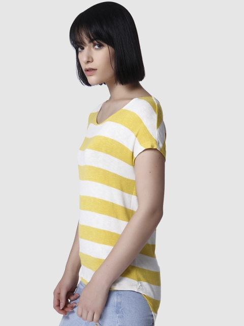 

Vero Moda Women Off-White & Yellow Striped Top