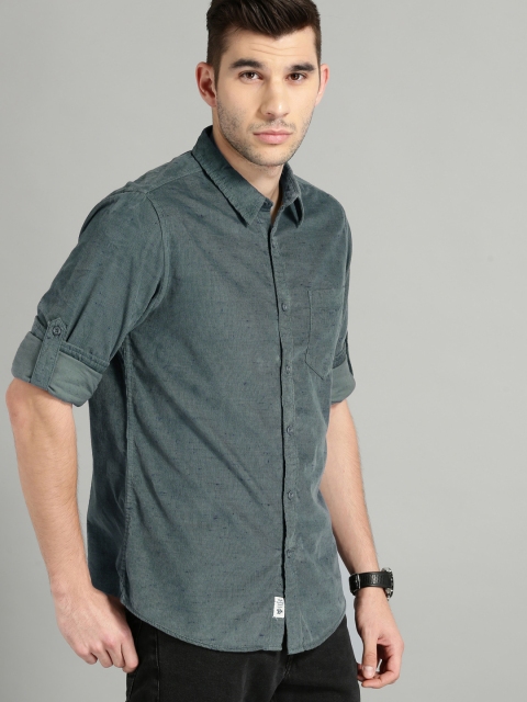 

Roadster Men Blue Regular Fit Corduroy Casual Shirt