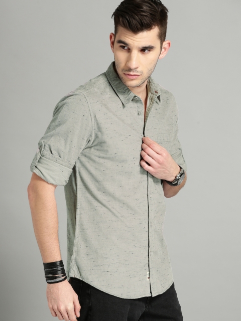 

Roadster Men Grey Regular Fit Corduroy Casual Shirt