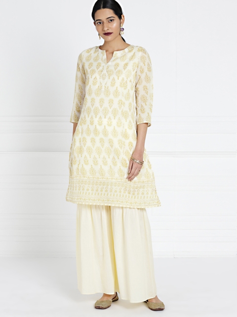 

All About You Off-White Chanderi Gold Foil Print Kurta