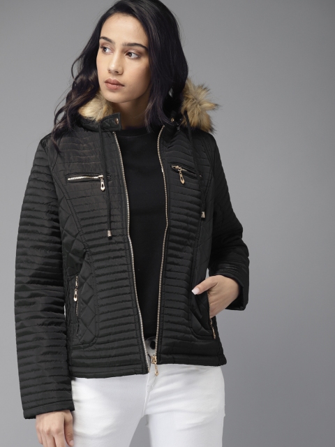 

Moda Rapido Women Black Solid Quilted Jacket