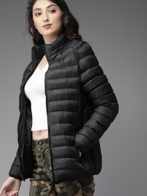 

HERE&NOW Women Black Solid Puffer Jacket