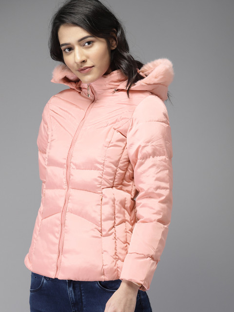 

Moda Rapido Women Pink Solid Quilted Jacket