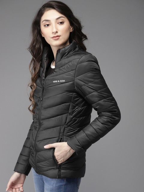 

HERE&NOW Women Black Solid Puffer Jacket