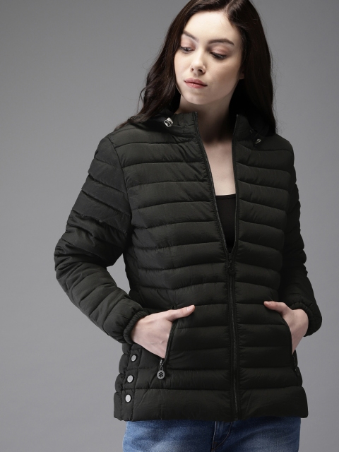 

HERE&NOW Women Black Solid Padded Jacket