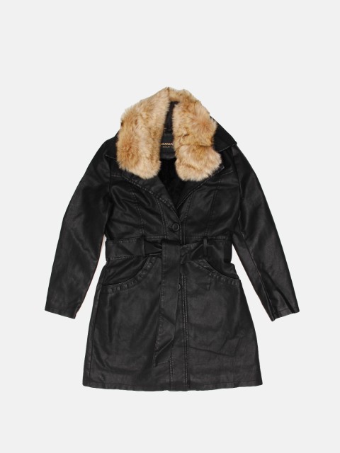 

Moda Rapido Women Black Solid Longline Overcoat