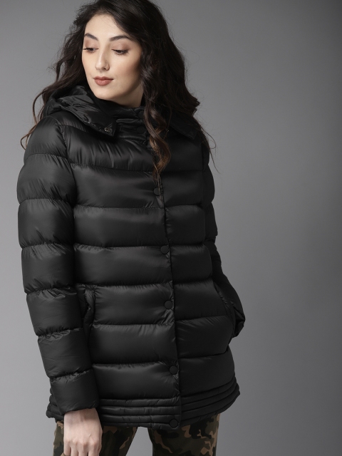 

HERE&NOW Women Black Solid Puffer Jacket
