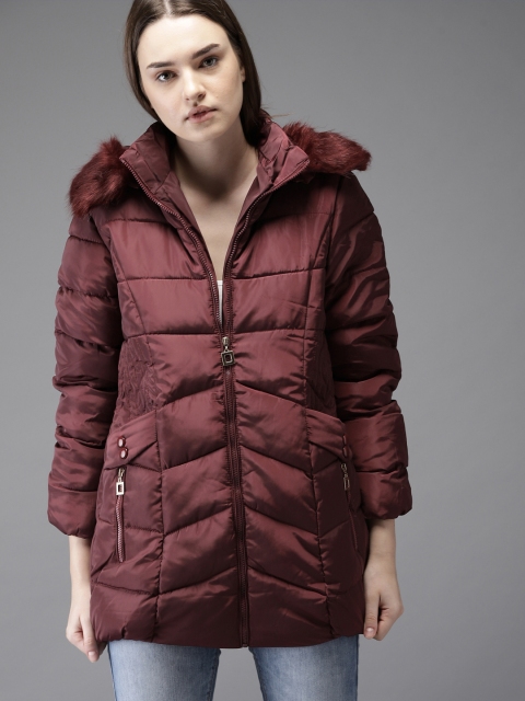 

Moda Rapido Women Maroon Solid Parka