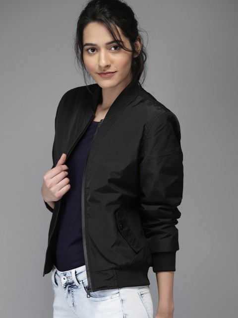 

Moda Rapido Women Black Solid Bomber