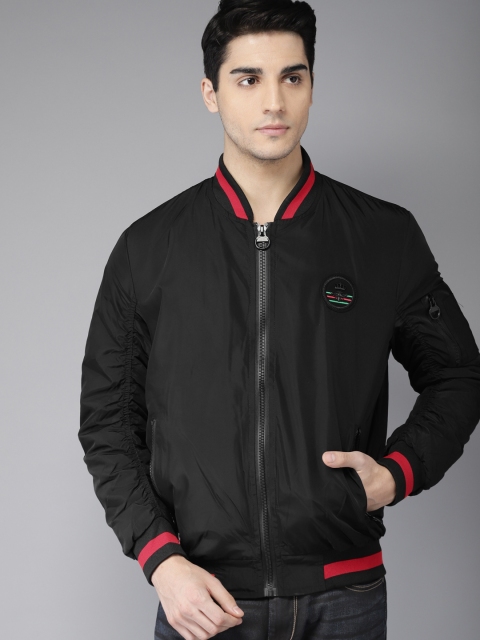 

HERE&NOW Men Black Solid Bomber