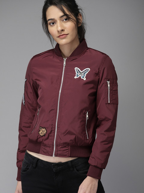

Moda Rapido Women Maroon Solid Bomber