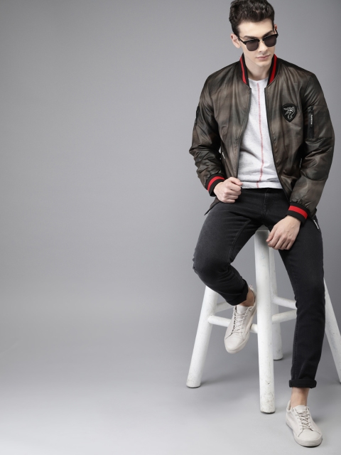 

HERE&NOW Men Brown Solid Bomber