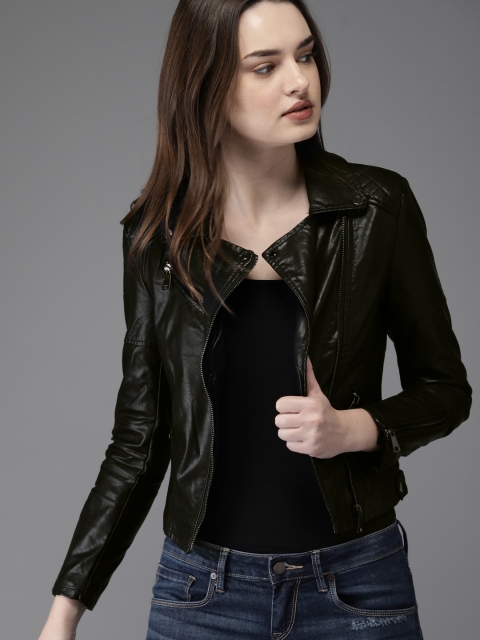 

Moda Rapido Women Black Solid Biker Jacket
