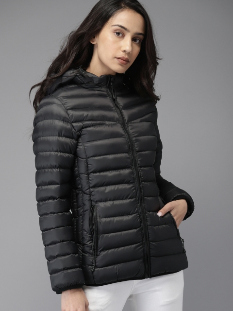 

Moda Rapido Women Black Solid Padded Jacket