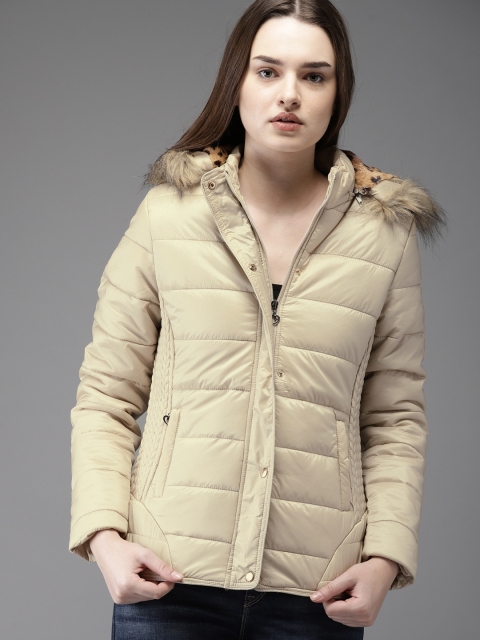 

Moda Rapido Women Beige Self-Design Parka