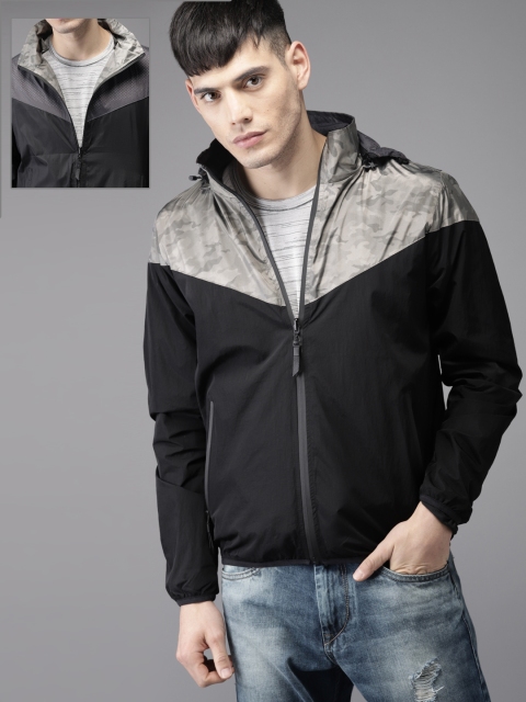 

Moda Rapido Black Lightweight Reversible Tailored Jacket with Detachable Hood