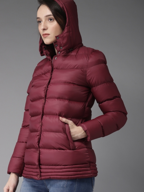 

HERE&NOW Women Maroon Solid Puffer Jacket