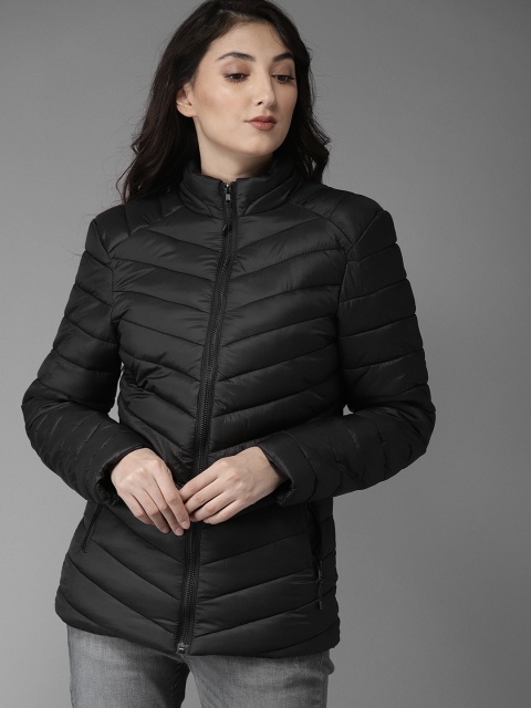 

HERE&NOW Women Black Solid Padded Jacket