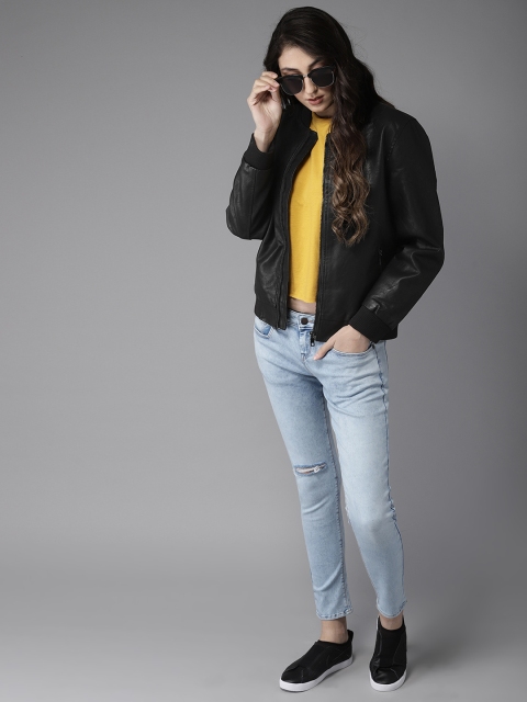 

HERE&NOW Women Black Solid Bomber