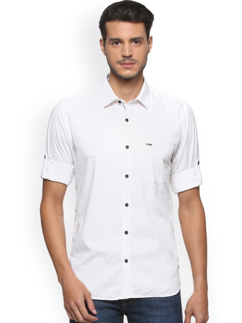 

Peter England Casuals Men White Slim Fit Printed Casual Shirt