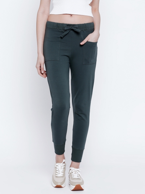 

ANWAIND Olive Green Solid Slim Fit Joggers