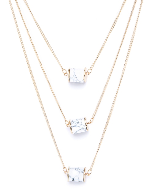 

Kazo White & Gold-Toned Metal Gold-Plated Layered Necklace