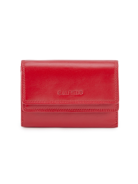 

CALFNERO Women Red Solid Leather Three Fold Wallet