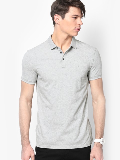 

Calvin Klein Jeans Men Grey Solid Polo Collar T-shirt