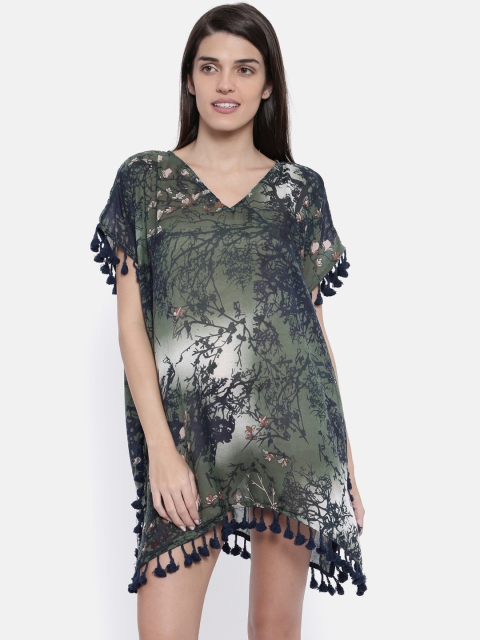 

The Kaftan Company Green Printed Cover-Up Dress