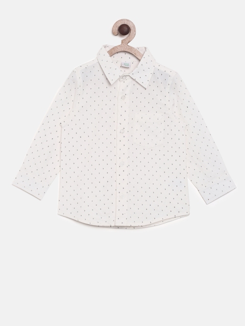 

MINI KLUB Boys White Regular Fit Printed Casual Shirt