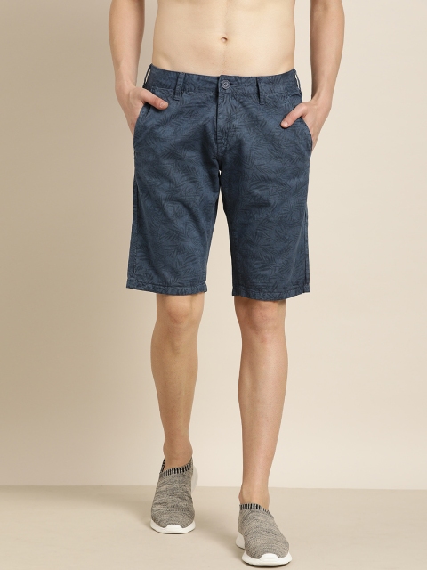 

Moda Rapido Men Navy Blue Printed Slim Fit Chino Shorts