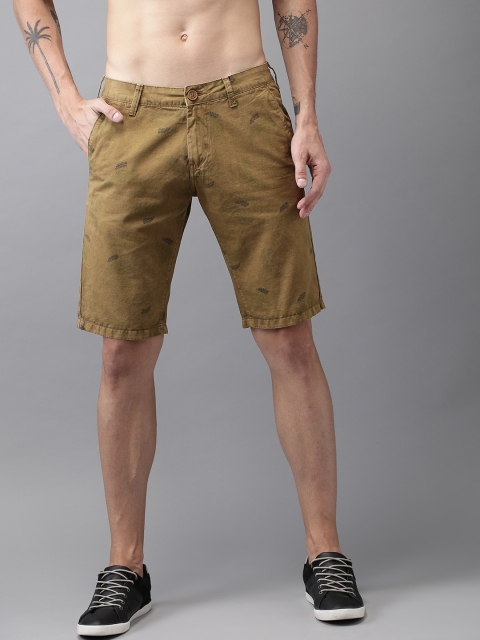 

Moda Rapido Men Khaki Brown Printed Slim Fit Regular Shorts