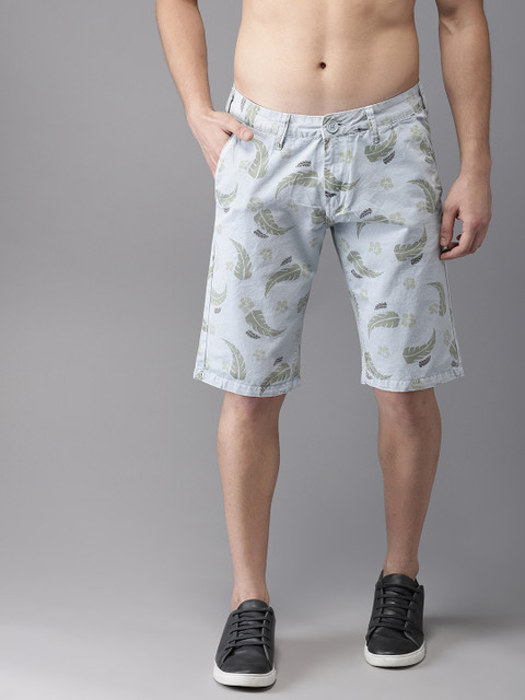 

Moda Rapido Men Blue Printed Regular Fit Denim Shorts